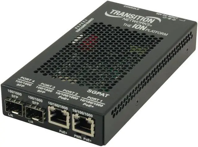 Alt view image 5 of 10 - Transition Networks SGPAT1040-105-NA 10/100/1000 Poe+ Rj-45 To Open Dual Speed Sfp Port Media Converter