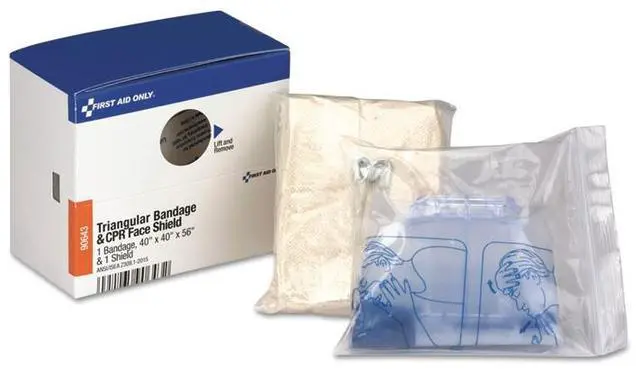 Alt view image 9 of 10 - First Aid Only Triangular Sling/Bandage and CPR Mask 2 Pieces 90643