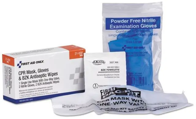 Alt view image 4 of 5 - First Aid Only CPR Mask with Gloves and Wipes 2 Gloves 2 Wipes 21008