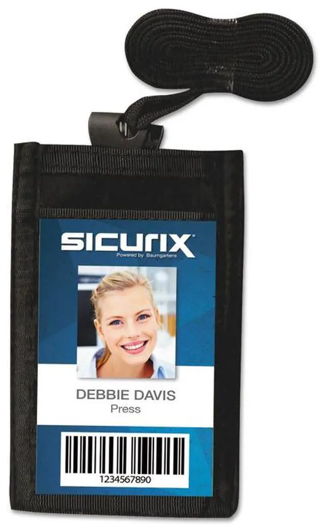 Alt view image 8 of 12 - Baumgartens BAU55120 Sicurix ID Neck Pouch, Vertical, 3 3/4 x 9, Black, 1Each
