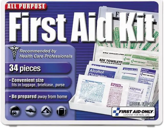 Alt view image 4 of 4 - First Aid Only All-Purpose First Aid Kit 21 Pieces 4 3/4 x 3 x 1/2 Blue/White 110