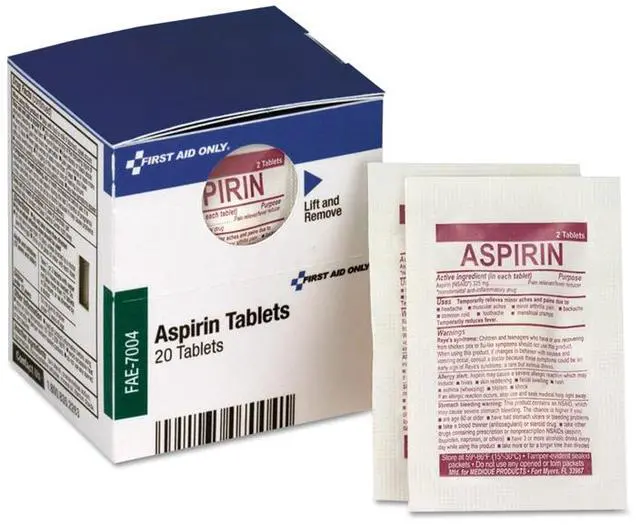 Alt view image 5 of 6 - First Aid Only Smartcompliance Aspirin Refill, 2/Packet, 10 Packet/Box FAE7004