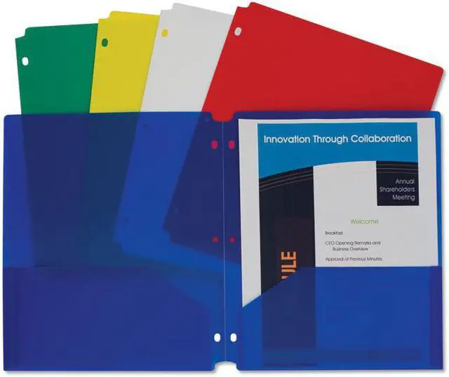 Alt view image 14 of 20 - C-Line Two-Pocket Heavyweight Poly Portfolio Folder 3-Hole Punch Letter Asst 10/PK 32930