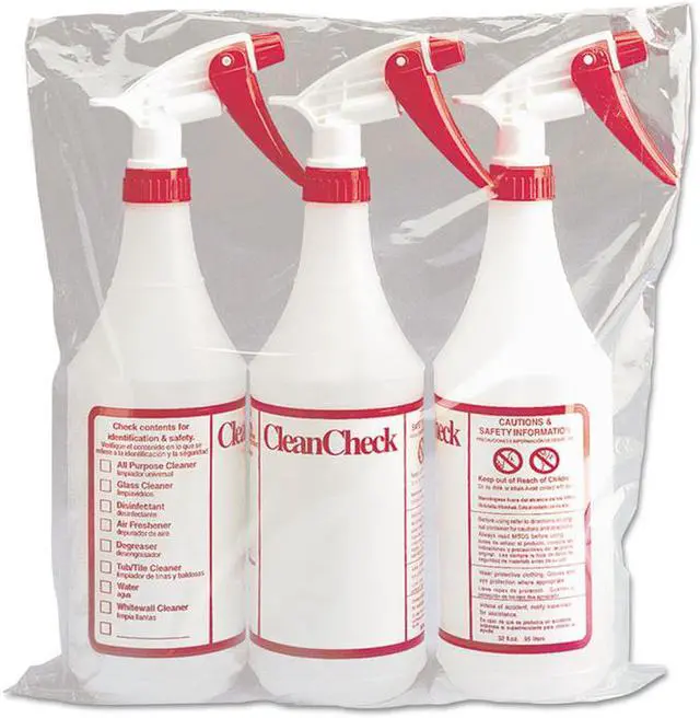 Alt view image 6 of 12 - Boardwalk Trigger Spray Bottle 32 oz Clear/Red HDPE 3/Pack 03010