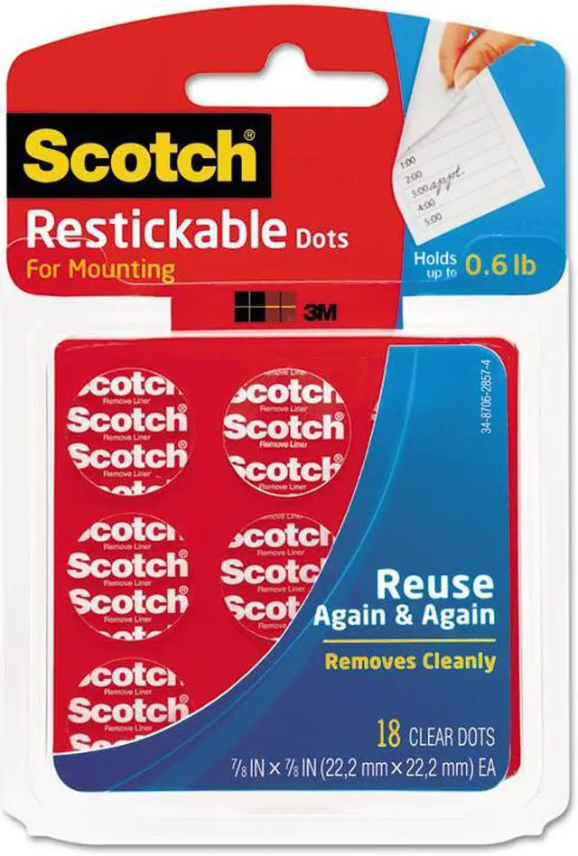 Alt view image 9 of 20 - Scotch Restickable Mounting Tabs 1" x 3" Clear 6/Pack R101
