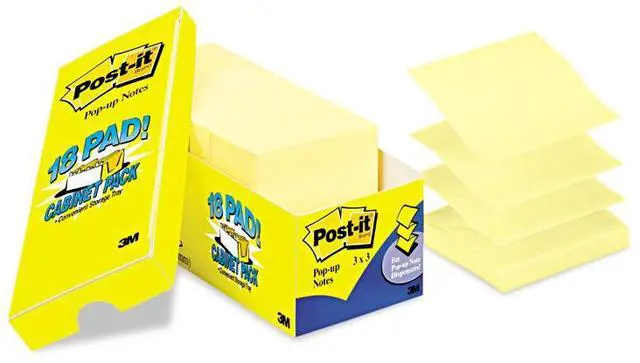 Alt view image 12 of 20 - 3M R335YW Pop-Up Note Refills 3 x 3 Canary Yellow Six 100-Sheet Pads Pack