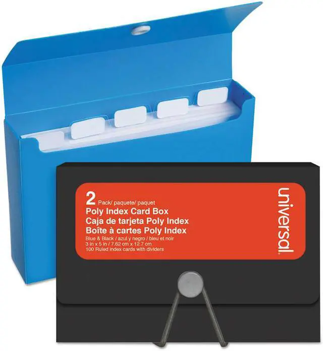 Alt view image 3 of 6 - Poly Index Card Box, Plastic, Black/Blue, 3" x 1.33" x 5", 2/Pack 47304