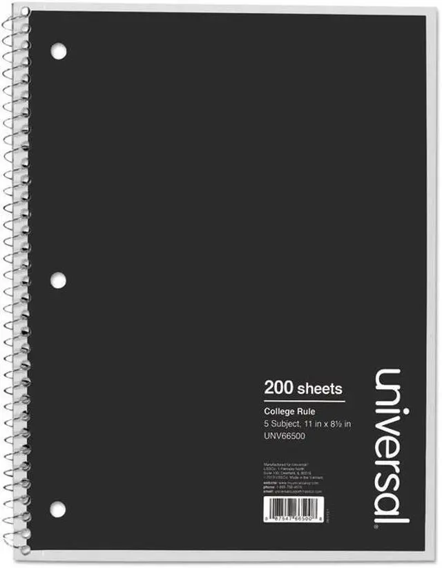 Alt view image 3 of 10 - Universal Wirebound Notebook Quadrille Rule 8" x 10.5" 1 Subject Black 66630