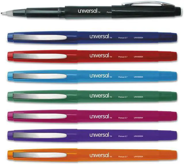Alt view image 4 of 11 - Universal Deluxe Porous Tip Stick Pen Assorted Ink Medium 8 per Pack 50504