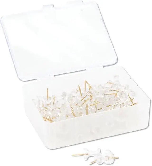 Alt view image 5 of 11 - U Brands Standard Push Pins Plastic Clear 7/16" 200/Pack 658U08-24