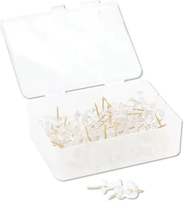 Alt view image 4 of 14 - Signature Push Pins, Clear Head with Gold Prong, 100 Count UBR3087U0624