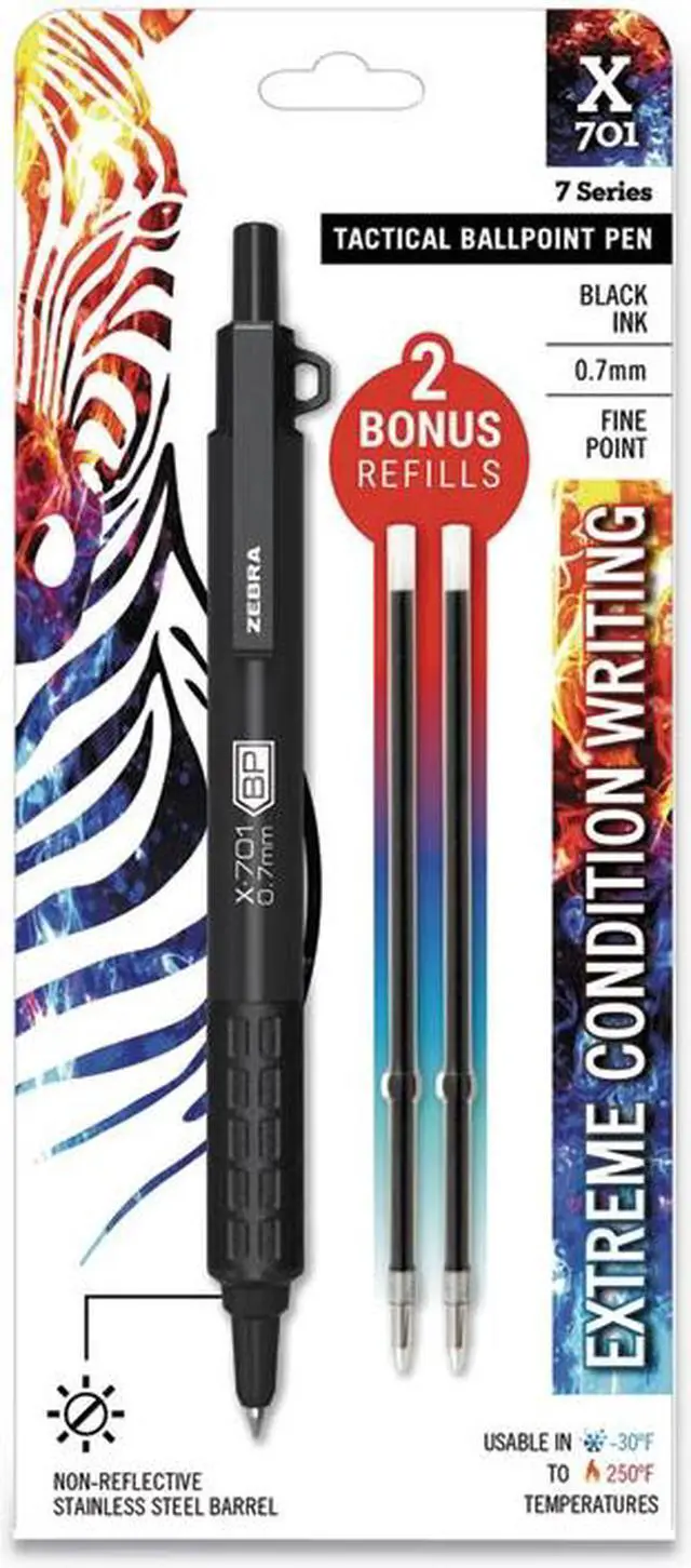 Alt view image 13 of 18 - X-701 Retractable Ballpoint Pen, Fine 0.7mm, Black Ink, Black Barrel 29811