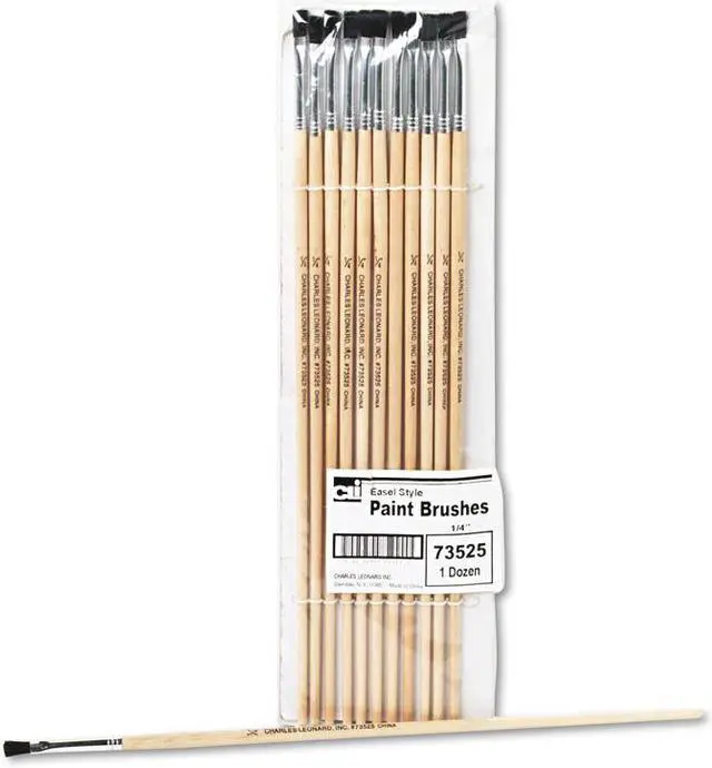 Alt view image 3 of 9 - Charles Leonard 73575 Long Handle Easel Brush- Size 18- Natural Bristle- Flat- 12/Pack