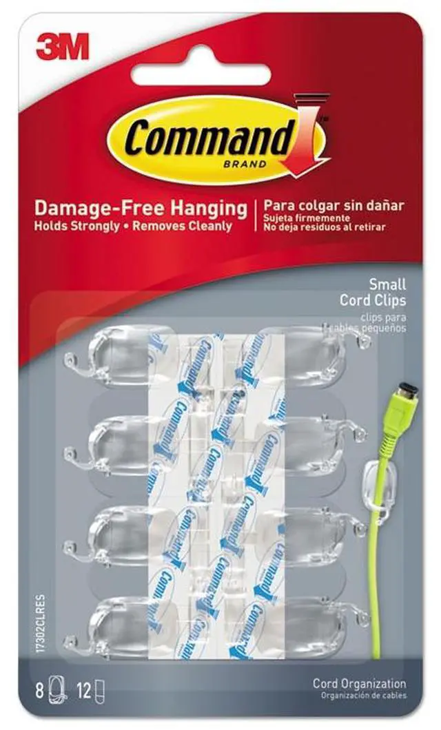 Alt view image 15 of 20 - Cord Clip, Round, with Adhesive, 0.75"w, Clear, 4/Pack 17017CLRES