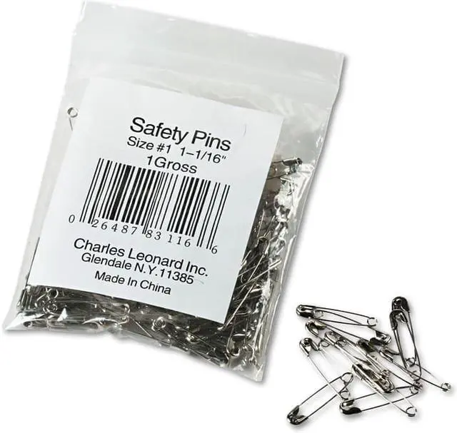 Alt view image 6 of 10 - Charles Leonard Safety Pins Nickel-Plated Steel 1 1/2" Length 144/Pack 83150