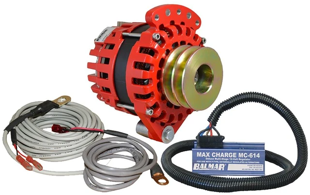 Alt view image 2 of 3 - Balmar Alternator 1-2" Single Foot Dual V Pulley Regulator & Temp Sensor - 170A Kit - 12V