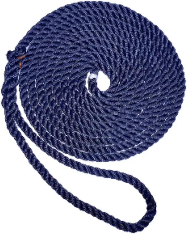 Alt view image 4 of 8 - New England Ropes 5/8" X 15' Premium Nylon 3 Strand Dock Line - Navy Blue