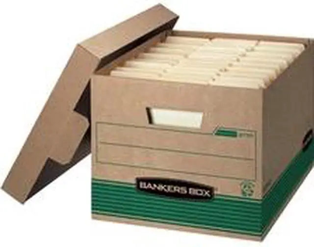 Alt view image 2 of 13 - Fellowes Storage File Boxes w/Lid 550 lb 12"x15"x10" 20/CT Kraft/GN 1277008
