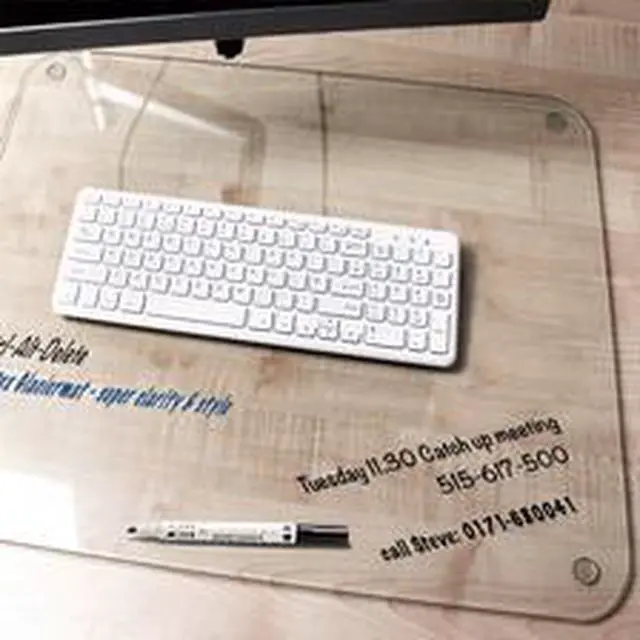 Alt view image 2 of 17 - Desktex Glaciermat Glass Desk Pad - 24" Width x 19" Depth - Clear FLRFCDE1924G