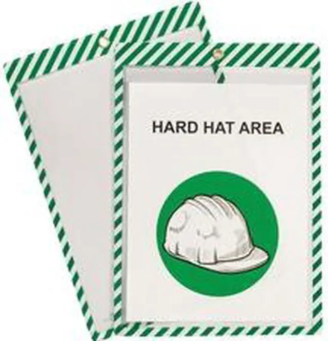 Alt view image 11 of 11 - Safety Striped Shop Ticket Holders, Green/White Stripes, both sides clear, 9 x 12, 25/BX, 44103