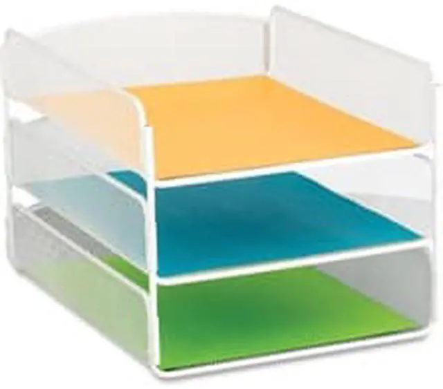 Alt view image 9 of 10 - Safco Onyx Letter Tray - 3 Compartment(s) - 3 Tier(s) - 8" Height x 9.3" Width x 11.8" Depth - Desktop - White - Steel -