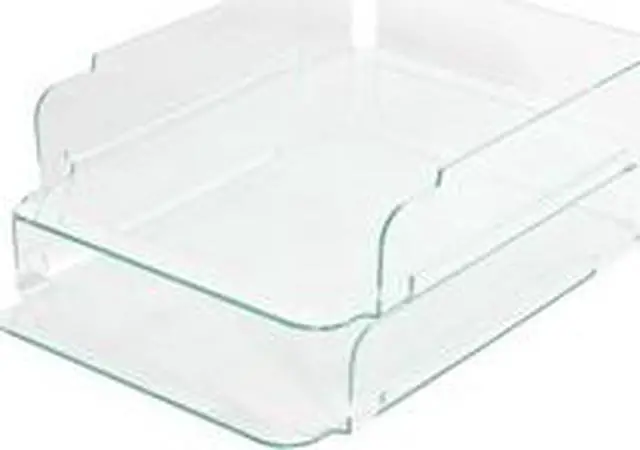 Alt view image 16 of 18 - Lorell Stacking Letter Tray 2/PK 13"x10-1/4"x2-3/4" CL/Green 80655