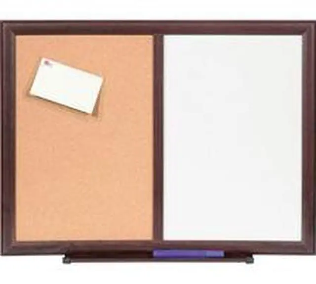 Alt view image 7 of 8 - Lorell Bulletin Board Combo Dry-Erase/Cork 24"x18" Mahogany Frame 84270