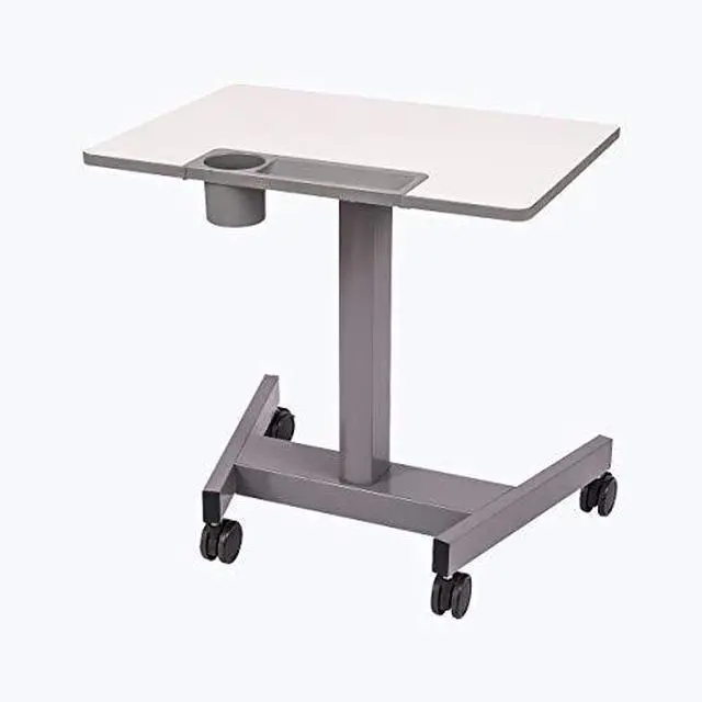 Alt view image 2 of 2 - Luxor STUDENT-P Pneumatic Sit Stand Desk - 27.5 x 19.5 x 26.25 to 42 - White/Gray
