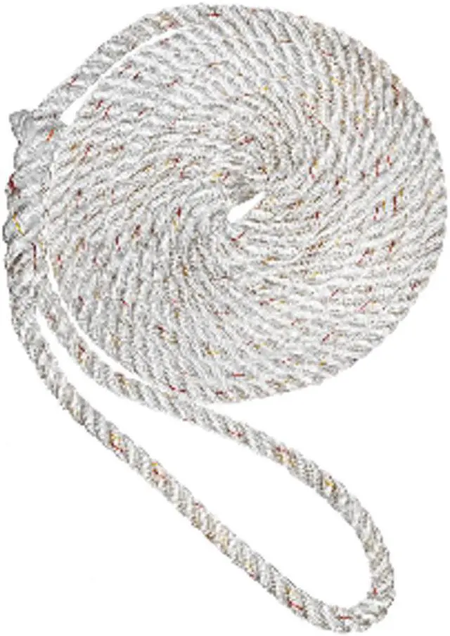 Alt view image 3 of 5 - New England Ropes 5/8" X 15' Premium Nylon 3 Strand Dock Line - White w/Tracer