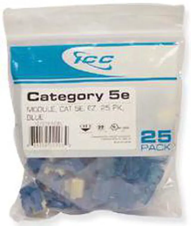 Alt view image 3 of 3 - ICC IC107E5CBL EZ ; Style Category 5e RJ45 Modular Jack; 8P8C, Blue, 25/Pack