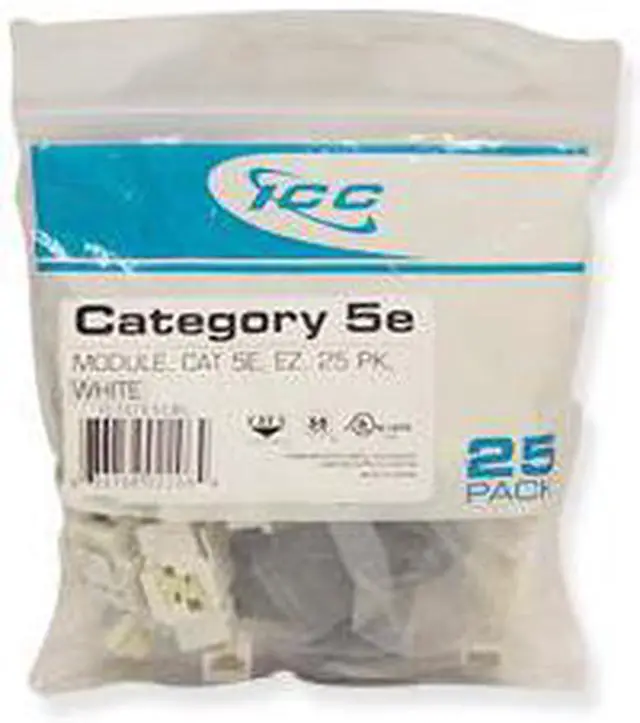 Alt view image 2 of 2 - ICC IC107E5CWH EZ ; Style Category 5e RJ45 Modular Jack; 8P8C, White, 25/Pack