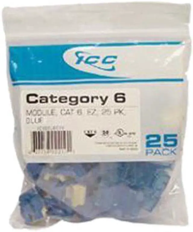 Alt view image 6 of 6 - ICC IC107L6CBL High Density Category 6 Modular EZ-RJ45 Connector; Blue, 25/Pack