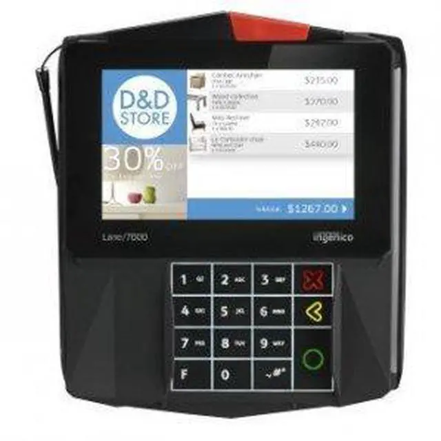 Alt view image 2 of 2 - Ingenico Lane 3000 LAN300-USSCN01A Payment Terminal With Capacitive Touch LCD and Built-In Keypad - PCI V5 Card Reader - Connection: USB, RS-232, Ethernet - Black