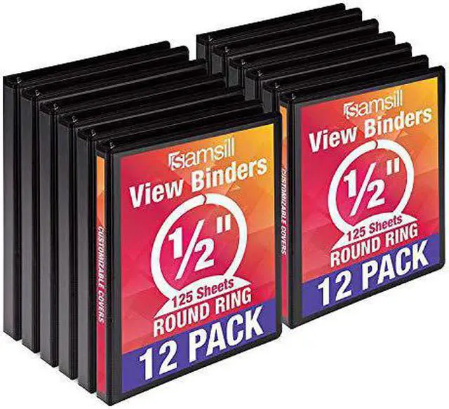 Alt view image 3 of 12 - Samsill 1/2" 3-Ring View Binders Black 12/Pack (I08510C)