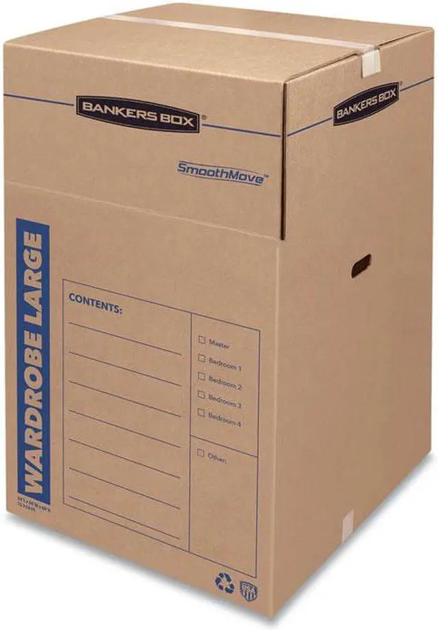 Alt view image 12 of 16 - Bankers Box SmoothMove Wardrobe Boxes 24l x 24w x 40h Kraft/Blue 3/Carton