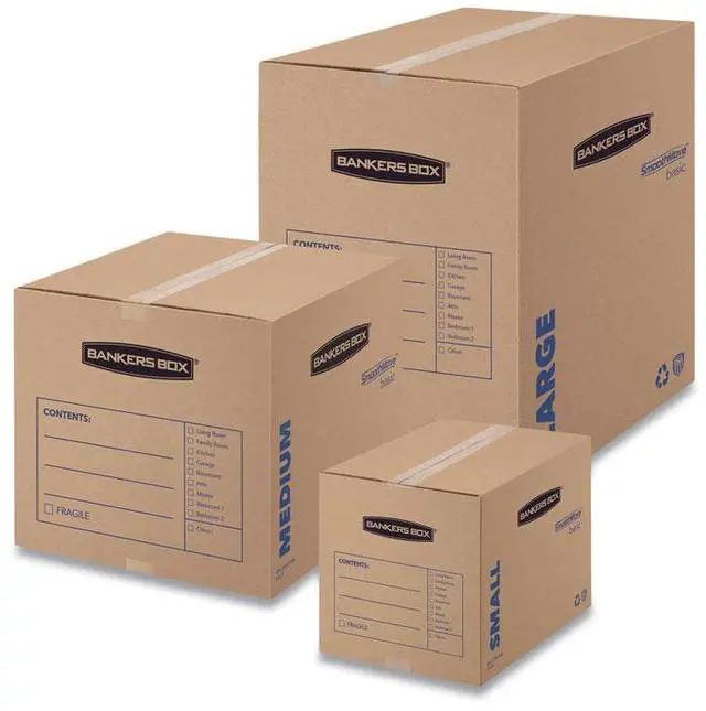 Alt view image 6 of 9 - Bankers Box SmoothMove Basic Large Moving Boxes 18l x 18w x 24h Kraft/Blue 15/Carton 7714001
