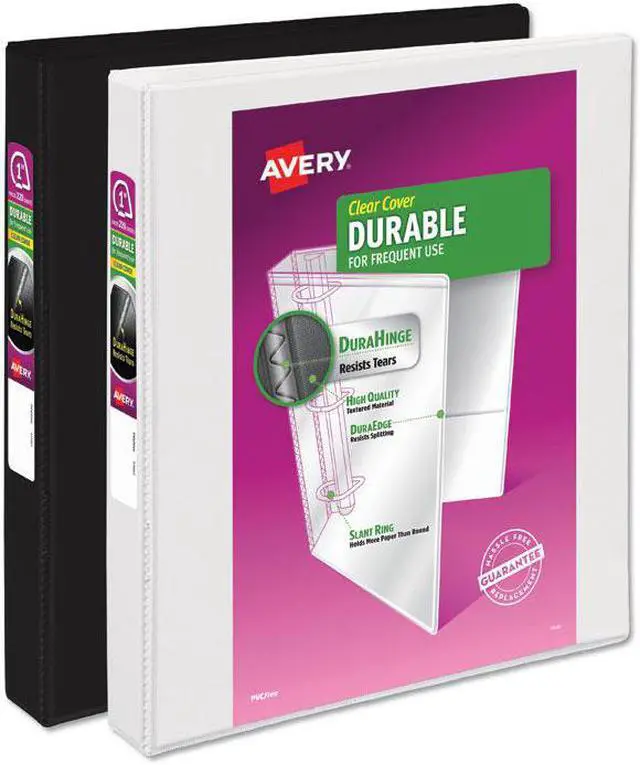 Alt view image 3 of 10 - Avery Durable View Binder with DuraHinge and Slant Rings 1 1/2" White 4/Pack 17576