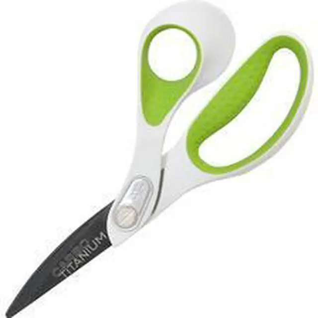 Alt view image 8 of 9 - Westcott Carbo Titanium Bonded Scissors 8" Long Straight Handle White/Green