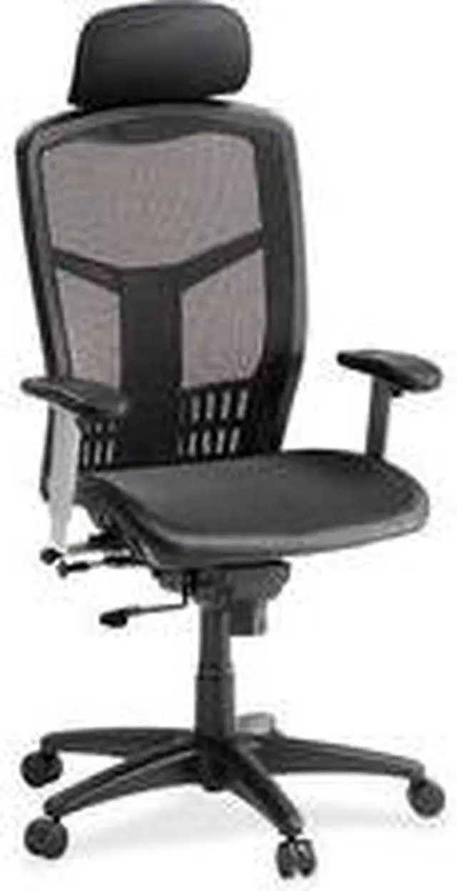 Alt view image 10 of 10 - Lorell High Back Chair Mesh 28-1/2"x28-1/2"x51" Black 60324