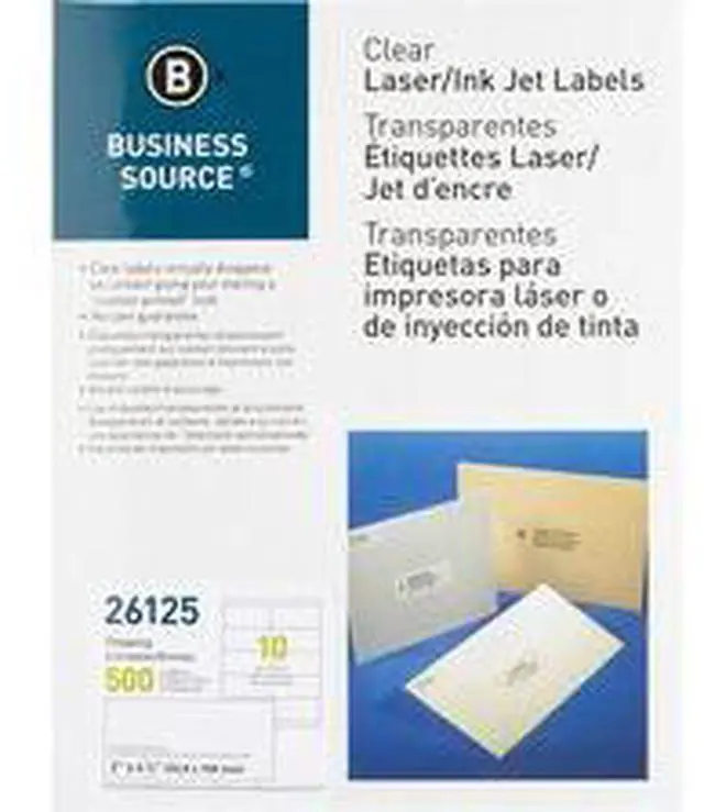 Alt view image 7 of 9 - Business Source Shipping Labels Laser Permanent 2"x4-1/4" 500/PK Clear 26125