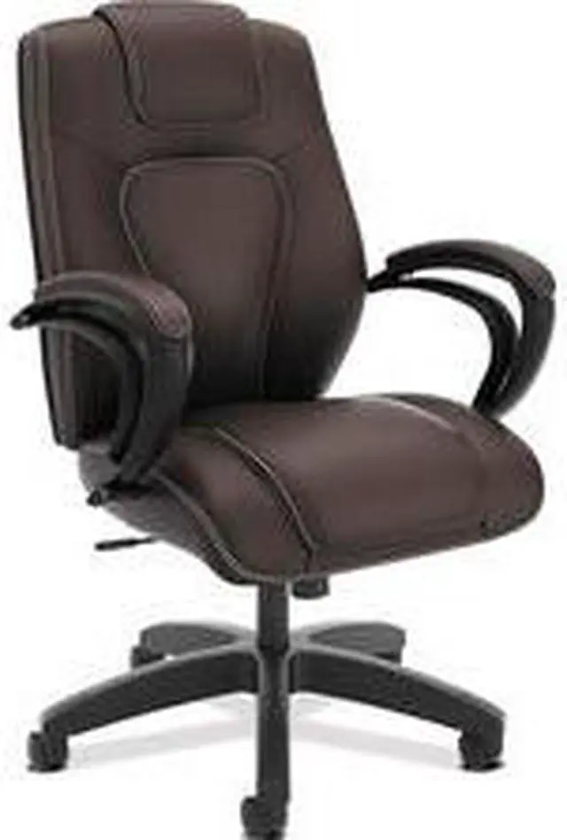 Alt view image 9 of 14 - HON Managerial Office Chair- High-Back Computer Desk Chair with Loop Arms,  Brown (VL402)