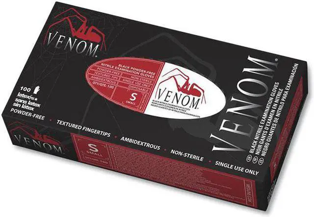 Alt view image 8 of 8 - Venom Nitrile Exam Gloves Large Black Powder-Free 100/Box
