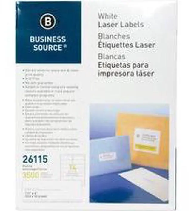Alt view image 7 of 8 - Business Source Mailing Labels Laser 1-1/3"x4" 3500/PK White 26115