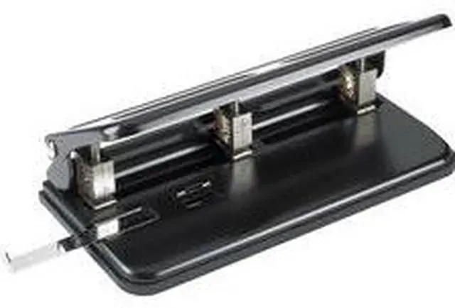 Alt view image 5 of 5 - Business Source Heavy-duty Punch 3-Hole 9/32" 30 Sht Capacity Black 65625