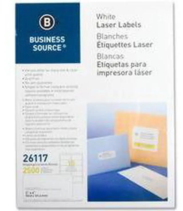 Alt view image 8 of 8 - Business Source Mailing Labels Shipping Laser 2"x4" 2500/PK White 26117