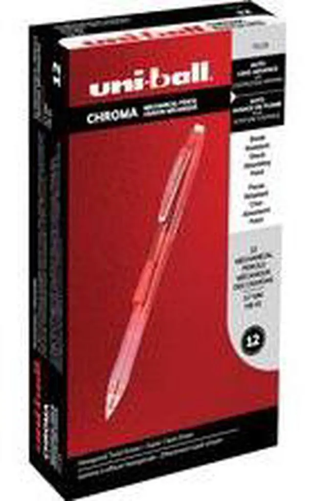 Alt view image 4 of 18 - Uni-ball Chroma Mechanical Pencil, 0.7 mm, HB (#2), Black Lead, Red Barrel, Dozen