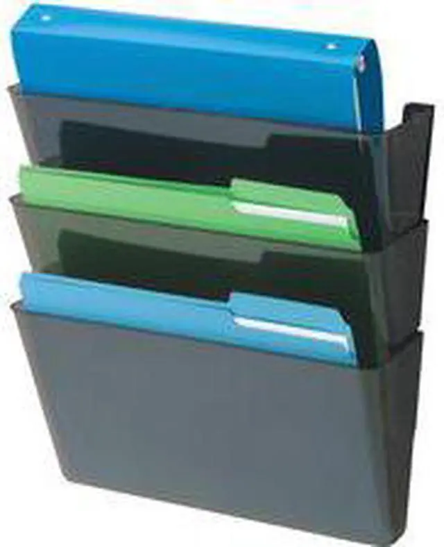 Alt view image 4 of 8 - Deflect-o 93604 Recycled Docupocket Wall File - 8.50" Width x 11" Length Sheet Size - 3 Pockets - Black - 3 / Set, 1 Set
