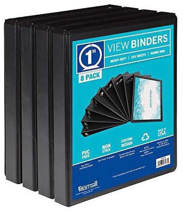 Alt view image 4 of 12 - Samsill Durable 1" 3-Ring View Binders Black (S88430)