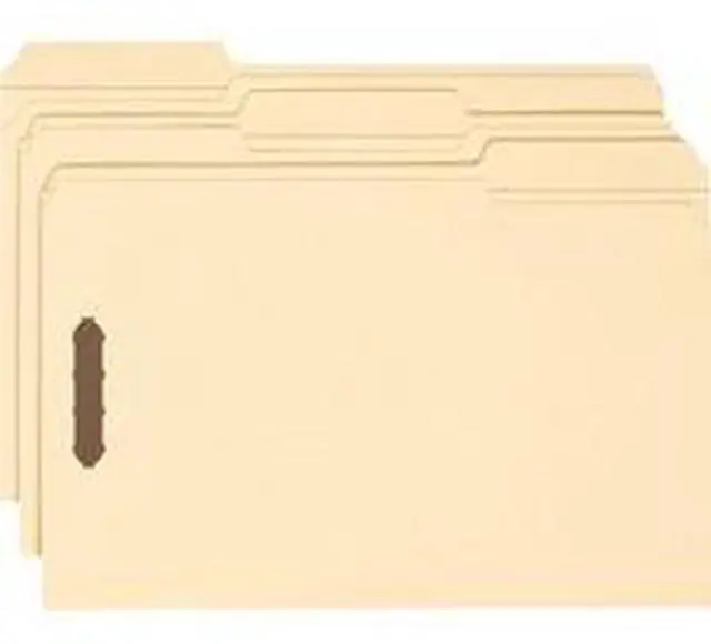 Alt view image 10 of 20 - Smead 1/3 Tab Cut Legal Recycled Fastener Folder - 8 1/2" x 14" - 2 x 2K Fastener(s) - Top Tab Location - Assorted Position Tab Position - Manila - Manila - 10% - 50 / Box