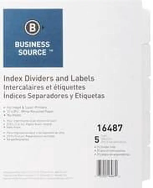 Alt view image 5 of 5 - Business Source Index Dividers Unpunched 5-Tab 25 Sets/BX White 16487